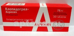 Клопидогрел-акрихин 0,075 n30 табл п/плен/оболоч