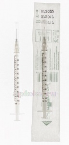 Шприц инсулиновый 100u/1мл 2-х компонентный с иглой 0,4х13 n100