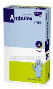Matopat перчатки смотровые ambulex nitryl нитриловые нестерильные неопудренные s n50 пар 