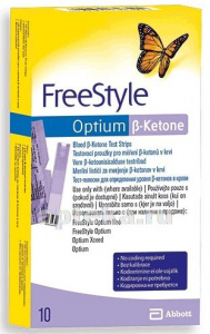 Тест-полоски freestyle optium blood b-ketone test strips к глюкометру freestyle optium n10
