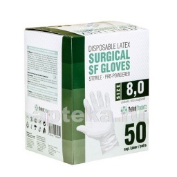Перчатки медицинские хирургические-sf латексные стерильные опудренные текстурированные n50 пар/размер 8,0